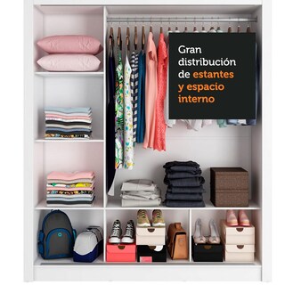 Foto 7 | Foto 7 | Ropero Closet Madesa Mônaco 3 Puertas 1 Espejo Color Blanco