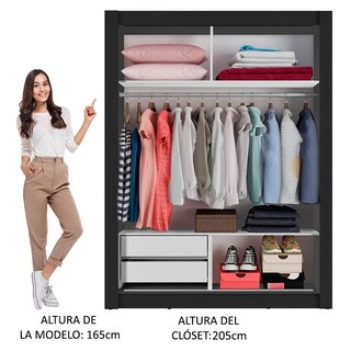 Foto 5 | Foto 5 | Ropero Closet Madesa Dallas 2 Puertas Con Espejos Negro 3