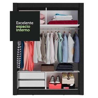 Foto 7 | Foto 7 | Ropero Closet Madesa Dallas 2 Puertas Con Espejos Negro 3