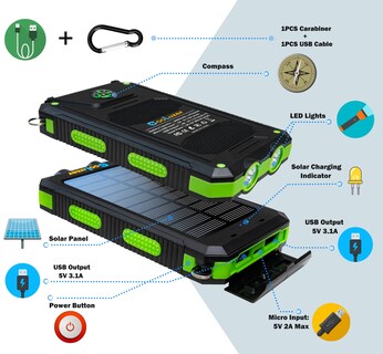 Foto 3 | Foto 3 | Power Bank Cooluzer 36800 Mah Solar Ip67 Led A Prueba De Agua - Venta Internacional.