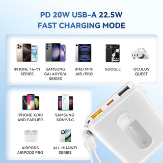 Foto 4 | Foto 4 | Cargador Portátil Samtwos De 10000 Mah 5 V/2 A Con Cable Usb-c Color Blanco - Venta Internacional.