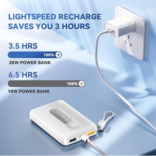 Foto 7 | Foto 7 | Cargador Portátil Samtwos De 10000 Mah 5 V/2 A Con Cable Usb-c Color Blanco - Venta Internacional.