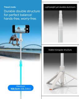 Foto 4 | Foto 4 | Trípode Con Soporte Para Selfies Spigen 57 Con Mando A Distancia Para Iphone Color Beige - Venta Internacional.
