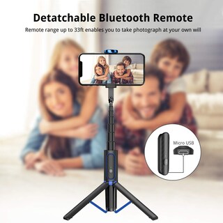 Foto 4 | Foto 4 | Trípode Para Selfies Atumtek Aluminio Bluetooth Azul - Venta Internacional.