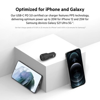 Foto 2 | Foto 2 | Cargador De Coche Belkin De 37 W De Doble Puerto Rápido Con Cable Usb-c - Venta Internacional.
