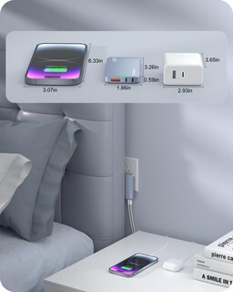 Foto 5 | Foto 5 | Cargador De Pared Usb Plano Kwrnvo Gan De 65 W 3 Puertos Azul - Venta Internacional.