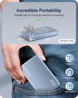 Foto 6 | Foto 6 | Cargador De Pared Usb Plano Kwrnvo Gan De 65 W 3 Puertos Azul - Venta Internacional.