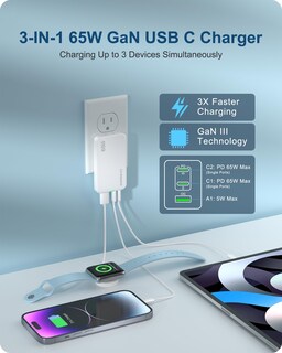 Foto 2 | Foto 2 | Cargador Kwrnvo Plano Usb De Pared 65w Gan 3 Puertos Macbook Pro/air - Venta Internacional.