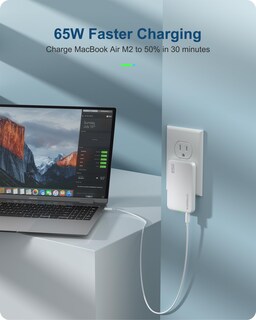 Foto 3 | Foto 3 | Cargador Kwrnvo Plano Usb De Pared 65w Gan 3 Puertos Macbook Pro/air - Venta Internacional.