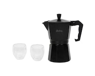 Set Cafetera Italiana De Aluminio Total Black Hudson Oficial