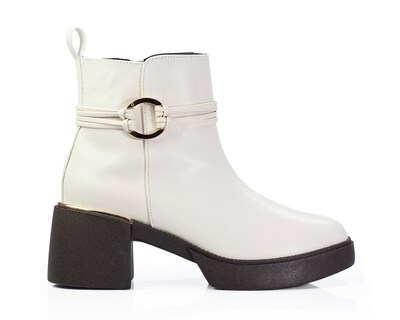 Foto 2 | Foto 2 | Botín De Dama A Ángelozano De Piel Sintética Con Herraje Color Hueso