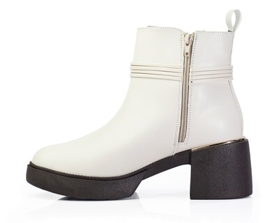 Foto 3 | Foto 3 | Botín De Dama A Ángelozano De Piel Sintética Con Herraje Color Hueso