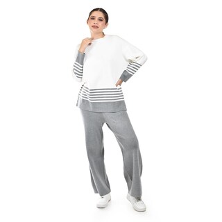 Foto 1 | Foto 1 | Conjunto De Punto A Rayas Roman Fashion /juvenil 9001 (gris) Gris