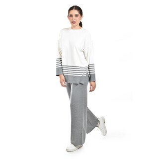 Foto 2 | Foto 2 | Conjunto De Punto A Rayas Roman Fashion /juvenil 9001 (gris) Gris
