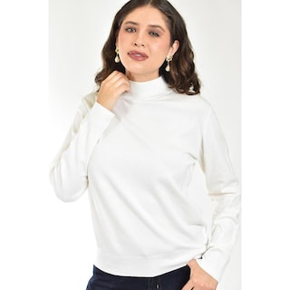 Foto 4 | Foto 4 | Blusa Tejida De Cuello Alto Juvenil 0248 (blanco) Blanco