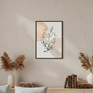 Foto 5 | Foto 5 | Cuadro Decorativo Minimalista 1 Ilios Innova Con Vegetación En Líneas Negras. Lienzo Para Sala Recámara U Oficina
