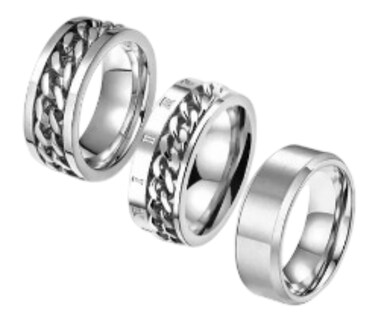 Foto 1 | Foto 1 | Xtellar Set De 3 Anillos Talla 10 De Titanio Y Acero Inoxidable Para Hombre - Elegante Y Minimalista