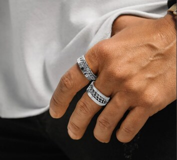 Foto 3 | Foto 3 | Xtellar Set De 3 Anillos Talla 10 De Titanio Y Acero Inoxidable Para Hombre - Elegante Y Minimalista