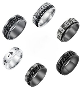 Foto 1 | Foto 1 | Xtellar Juego De Anillos Talla 9 De Titanio Y Acero Inoxidable Con Alivio De Ansiedad Para Hombres - 6 Piezas