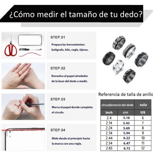 Foto 2 | Foto 2 | Xtellar Juego De Anillos Talla 9 De Titanio Y Acero Inoxidable Con Alivio De Ansiedad Para Hombres - 6 Piezas