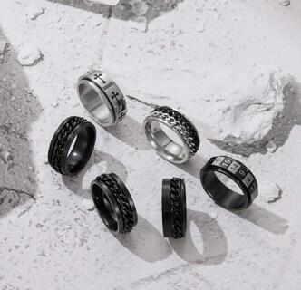 Foto 4 | Foto 4 | Xtellar Juego De Anillos Talla 9 De Titanio Y Acero Inoxidable Con Alivio De Ansiedad Para Hombres - 6 Piezas