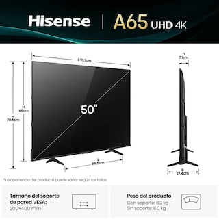 Foto 3 | Foto 3 | Televisión Pantalla 50 Pulgadas Hisense Smart Tv 4k Uhd 50a65nv