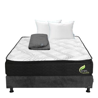 Foto 1 | Foto 1 | Colchón Restonic Enzo Queen Size + Box Dicasa + Almohada Royal Twin + Protector Lux
