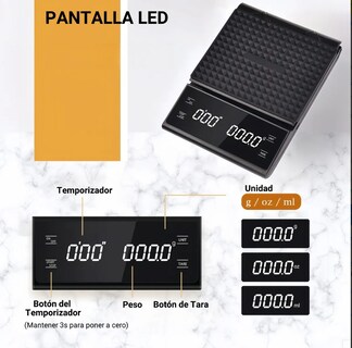 Foto 3 | Foto 3 | Báscula De Cocina Digital alta Precisión 1g usb Recargable Cronómetro Para Cocinar con Pantalla Lcd Brillante Para Repostería c