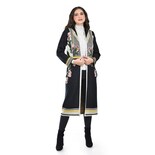 Cardigan Largo Diseño Floral Roman Fashion /juvenil 37805 (negro Flor Rosa) Negro