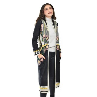 Foto 6 | Foto 6 | Cardigan Largo Diseño Floral Roman Fashion /juvenil 37805 (negro Flor Rosa) Negro