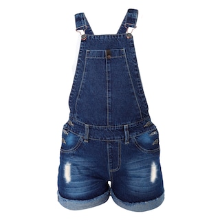 Foto 2 | Foto 2 | Jumper Peto Short Tipo Mom Jeans Tiro Alto De Mezclilla Rigida Con Dobladillo Y Detalles De Rasgado Para Mujer Azul Oscuro