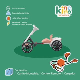 Foto 3 | Foto 3 | Kinene | Go Kart Infantil Eléctrico Con Luces Led Música Claxon Y Estructura Plegable