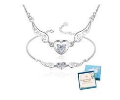 Collar Xtellar Y Pulsera Alas Ángel Corazón
