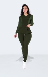 Foto 7 | Foto 7 | Conjunto Quirúrgico Antifluidos Manga Larga Verde Olivo Sea Brazil