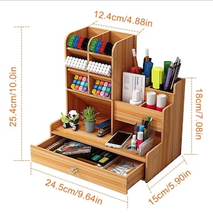 Foto 2 | Foto 2 | Organizador De Escritorio Madera Oficina Con Cajonera