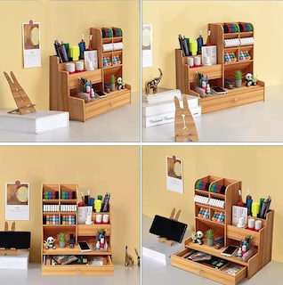 Foto 3 | Foto 3 | Organizador De Escritorio Madera Oficina Con Cajonera