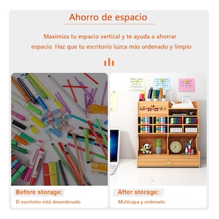 Foto 4 | Foto 4 | Organizador De Escritorio Madera Oficina Con Cajonera