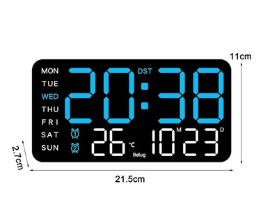 Foto 2 | Foto 2 | ''reloj De Pared Digital Con Alarmas Y Calendario termómetro Negro Azul ''