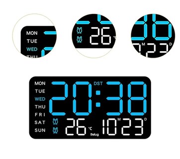 Foto 3 | Foto 3 | ''reloj De Pared Digital Con Alarmas Y Calendario termómetro Negro Azul ''