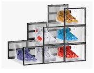 Zapatera Apilable y Plegable Transparente Modelo Negro 6 Piezas
