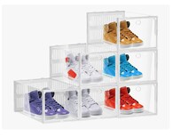 Zapatera Apilable y Plegable Transparente Modelo Blanco 6 Piezas