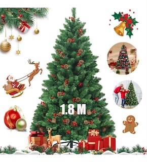 Foto 1 | Foto 1 | Árbol De Navidad Pvc Con Piñas 800 Ramas Decoración Navideña Verde Oscuro