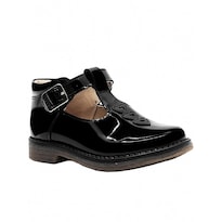 Zapato Escolar Para Niña Dogi  Charol Negro Suela Antiderrapante Con Arco Negro