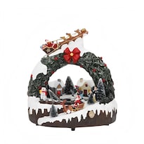 Aldea Navideña Musical Con Luces Led Pista De Hielo Giratoria De Resina Para Decoración