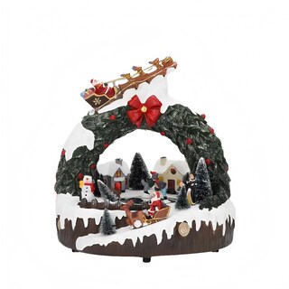 Foto 1 | Foto 1 | Aldea Navideña Musical Con Luces Led Pista De Hielo Giratoria De Resina Para Decoración