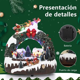 Foto 2 | Foto 2 | Aldea Navideña Musical Con Luces Led Pista De Hielo Giratoria De Resina Para Decoración