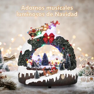 Foto 3 | Foto 3 | Aldea Navideña Musical Con Luces Led Pista De Hielo Giratoria De Resina Para Decoración