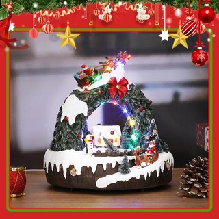 Foto 5 | Foto 5 | Aldea Navideña Musical Con Luces Led Pista De Hielo Giratoria De Resina Para Decoración