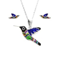 Collar Y Aretes De Mujer Plata .925 Colibrí Zvezda