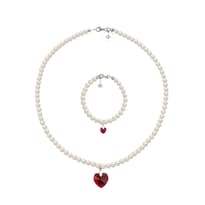 Collar Y Pulsera De Mujer Plata .925 Perlas De Cristal Zvezda